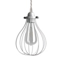 Pendant lamp with textile cable Drop cage lampshade and metal details – Without bulb, White