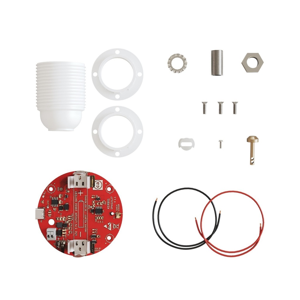 [KIT02-CABLESS-B] Kit elettronico per lampade a batteria 5V USB-C con portalampada E27 filettato (Bianco)