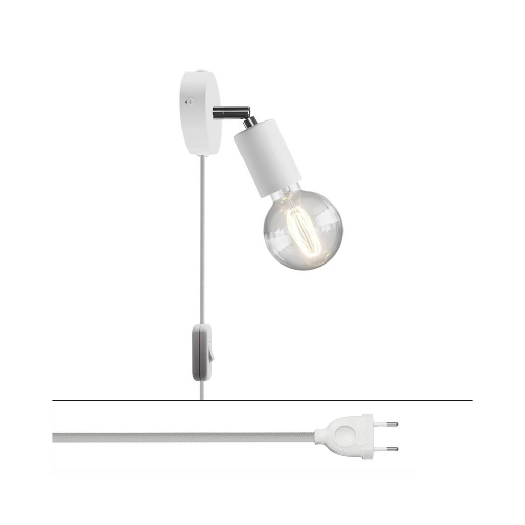 [APM2FC2LVBOTCREUBRC01] Spostaluce Wand- und Deckenlampe mit beweglichem Gelenk aus Metall (Ohne Leuchtmittel, Weiß, EU)