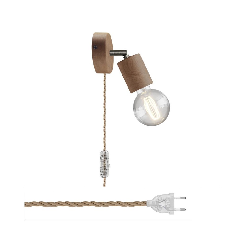[APL2FC2L01TTISEUTTN06] Applique et plafonnier Spostaluce articulation orientable en bois (Sans ampoule, Neutre titane satiné, UE)