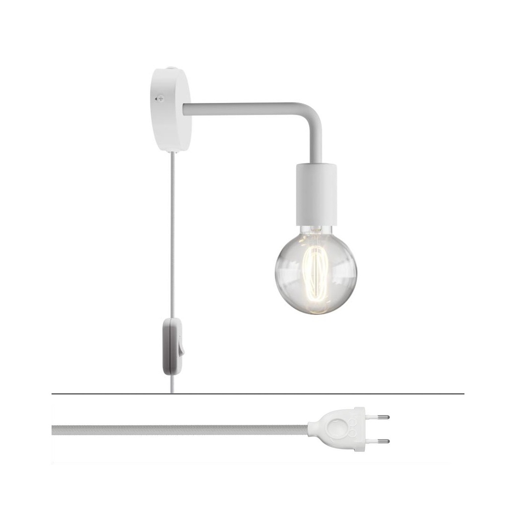 [APM4FC2LVBOEXVBOEUBRC01] Lampada Spostaluce in metallo con estensione curva (Senza lampadina, Bianco, EU)