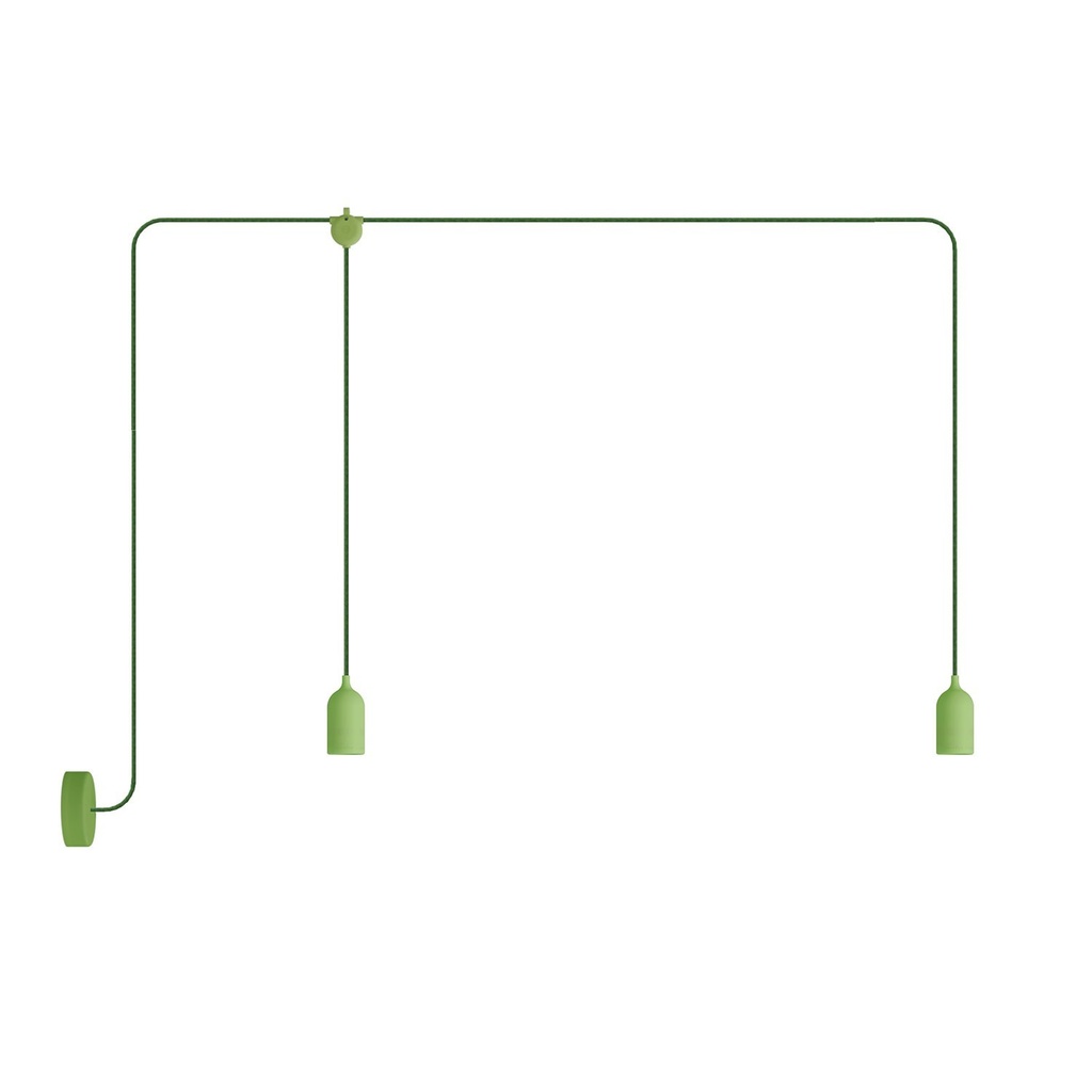 [PDE2PAVESX08] Lampadaire d'extérieur IP65 à 2 lumières F-Snake Modulair avec rosace (Sans ampoule, Vert prairie)