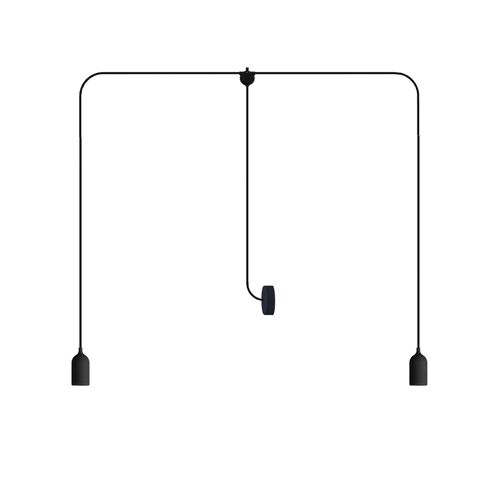 Suspension d'extérieur IP65 T-Snake Modulair à 2 lumières – Sans ampoule, Noir