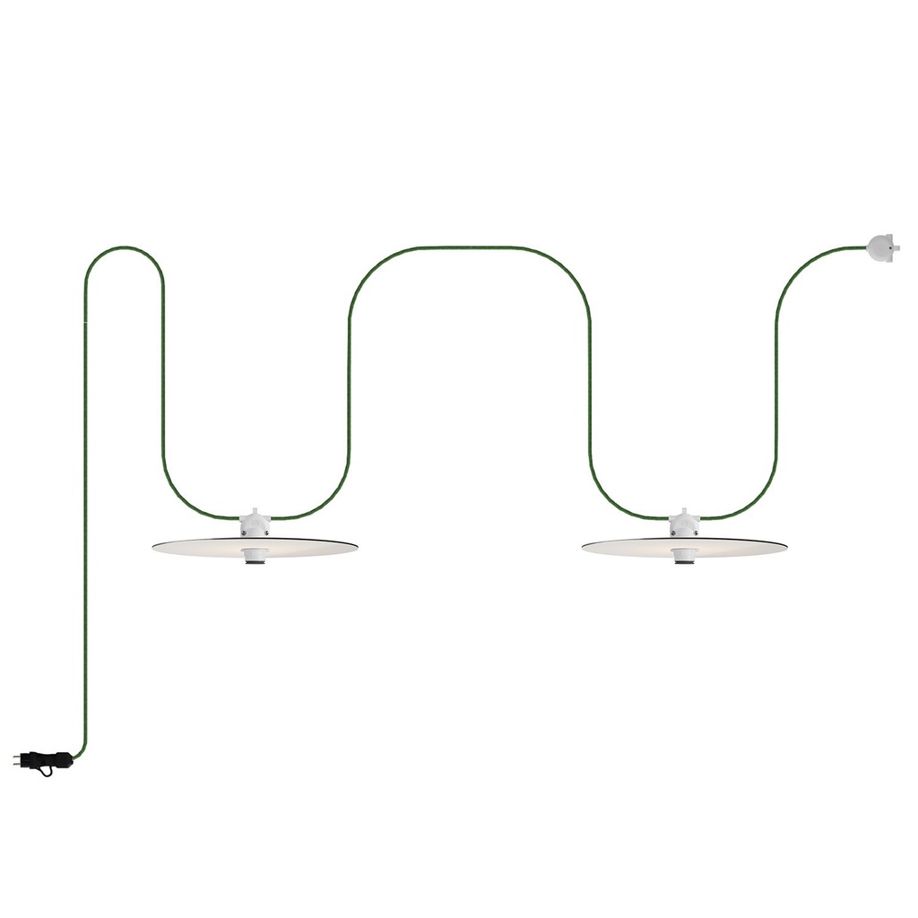 [PSE2BIEIVA2BSX08DDBIA] Outdoor string light 2 lampshades Modulair IP65 portable (Without bulb, White)