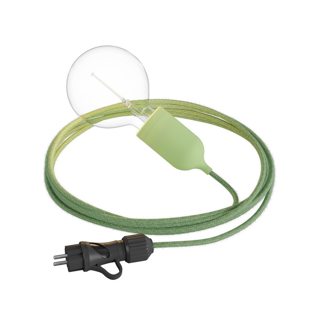 [PSEPAVESX08] Snake Modulair Pastel tragbare Außenlampe mit 5 m Textilkabel (Ohne Leuchtmittel, Wiesengrün)