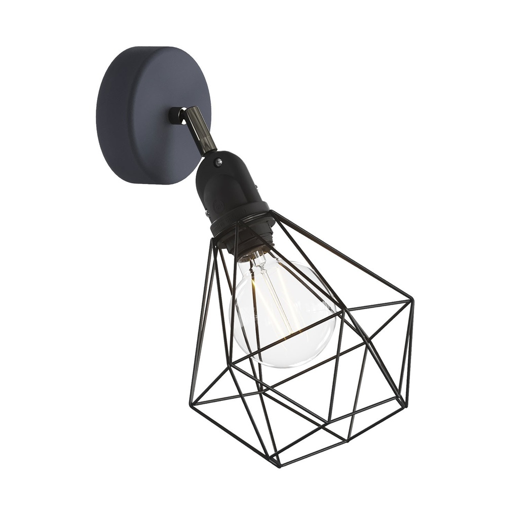 [APE2TBSNEPAM05VN] Wall lamp Fermaluce Modulair with Diamond lampshade, adjustable joint and IP65 waterproof lamp holder (Without bulb, Black)