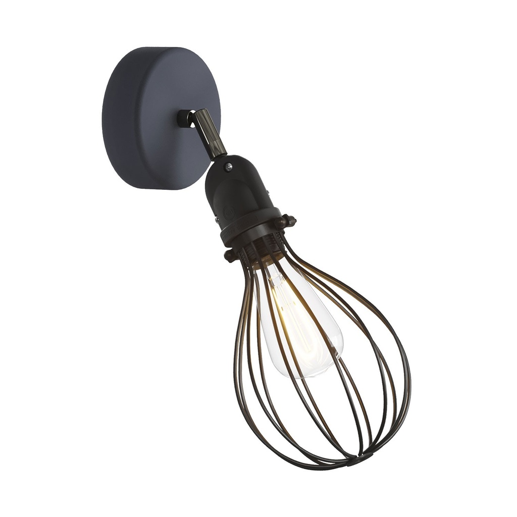 Applique Fermaluce Modulair con paralume Drop snodo e portalampada IP65 – Senza lampadina, Nero