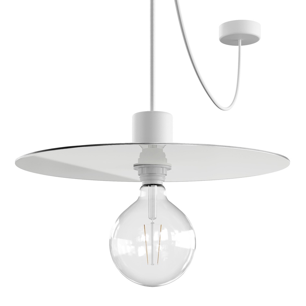 [PDEBIEL0250SM01DDBIA] Sospensione Modulair ELEGANT IP65 con 5 m cavo tessile e paralume Ellepì (Senza lampadina, Bianco)