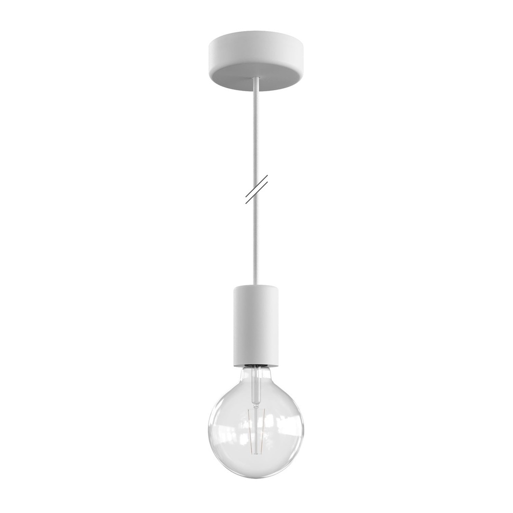 MODULAIR ELEGANT Sospensione da esterno 1,5 m con cavo, rosone e portalampada in silicone IP65 – Senza lampadina, Bianco