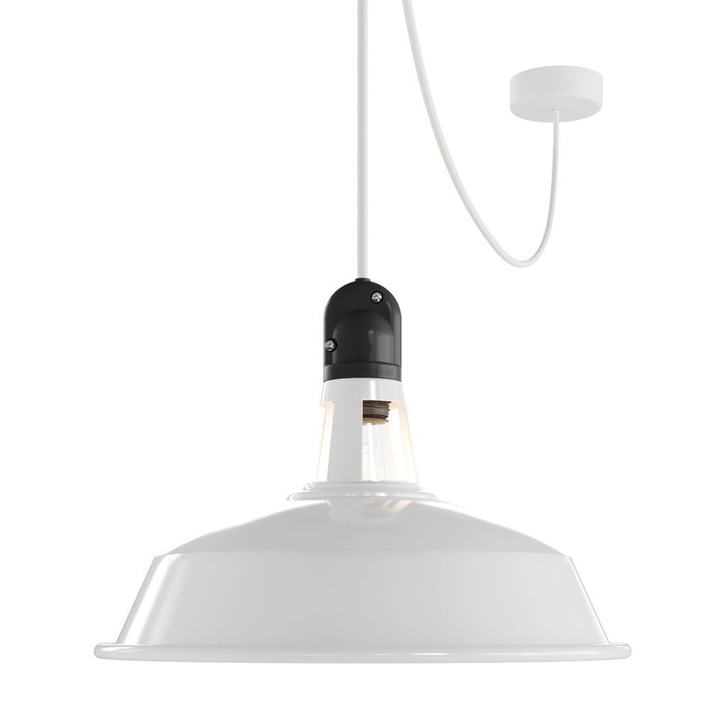 [PDENE50SM01PAM11VBL] MODULAIR ELEGANT Outdoor pendant lamp with lampshade and 5 mt cable (Without bulb, White)