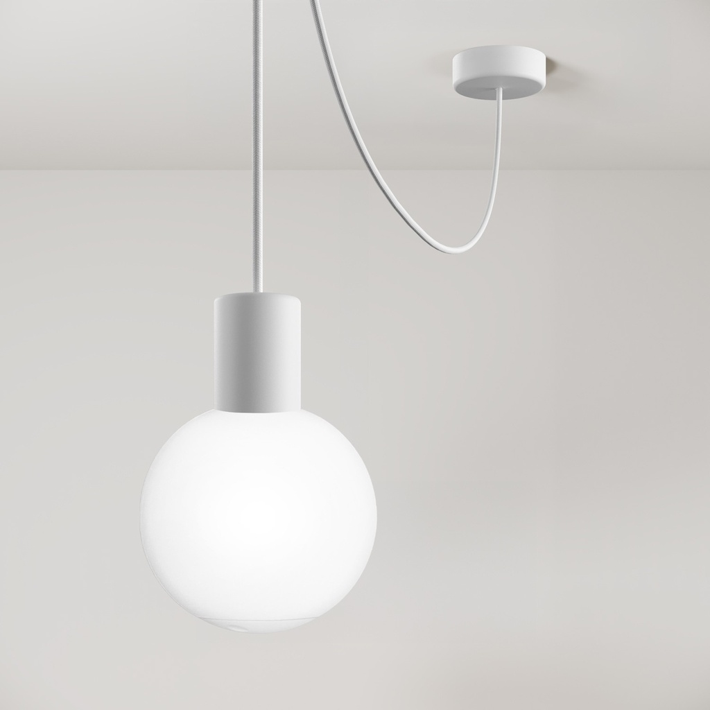 [PDEBIAEL0250SM01SPHEREBIA] Lampada a sospensione da esterno Modulair IP65 con paralume infrangibile Unbreak-a-Ball (Senza lampadina, Bianco)