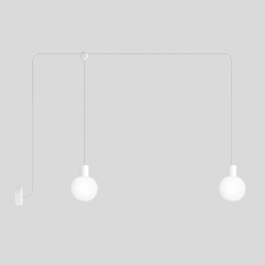 [PDE2EL02BISM01SPHEREBIA] Lampada a sospensione da esterno a 2 cadute Modulair IP65 con paralumi Unbreak-a-Ball (Senza lampadina, Bianco)