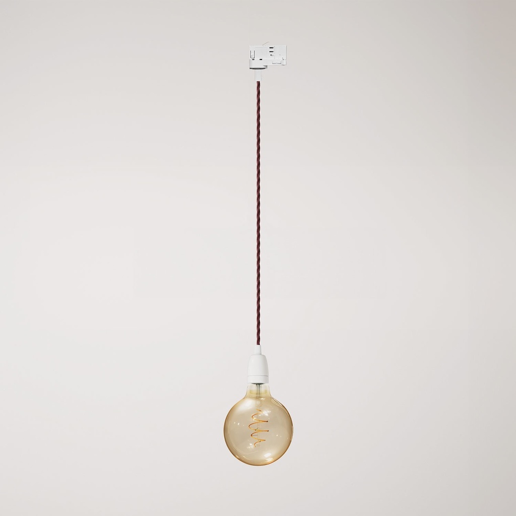 Vintage track pendant lamp with porcelain finish – Without bulb, White, Powergear