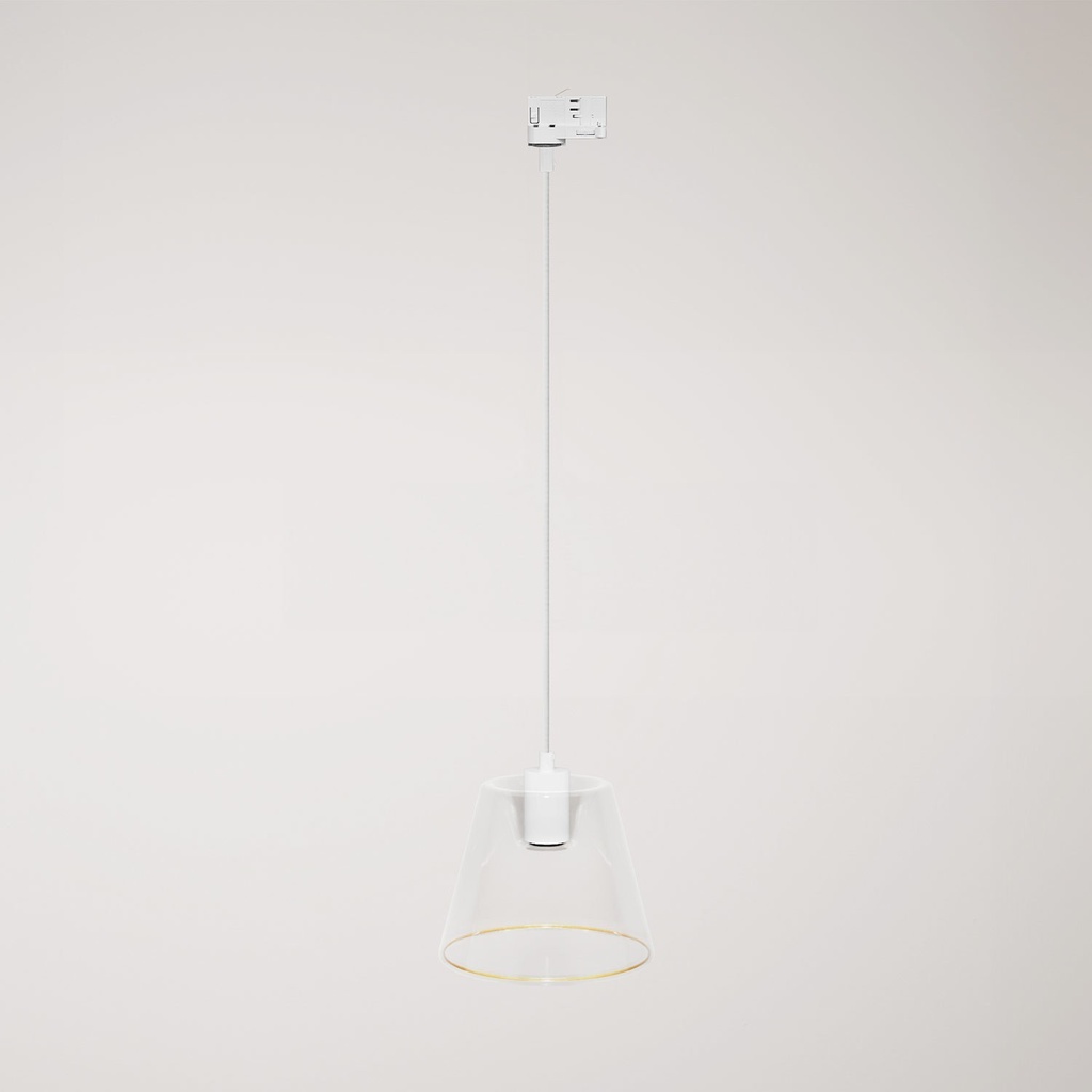 [PDM83FC2LVBORC01-AD01-L6] Lampada a sospensione per binari con lampadina Ghost a cono trasparente (Bianco, Powergear)