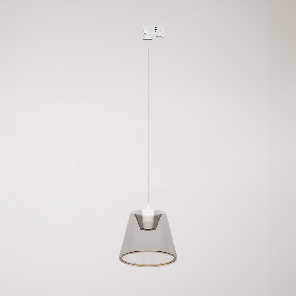 [PDM83FC2LVBORC01-AD01-L7] Sospensione per binari con lampadina Ghost a cono smoky (Bianco, Powergear)