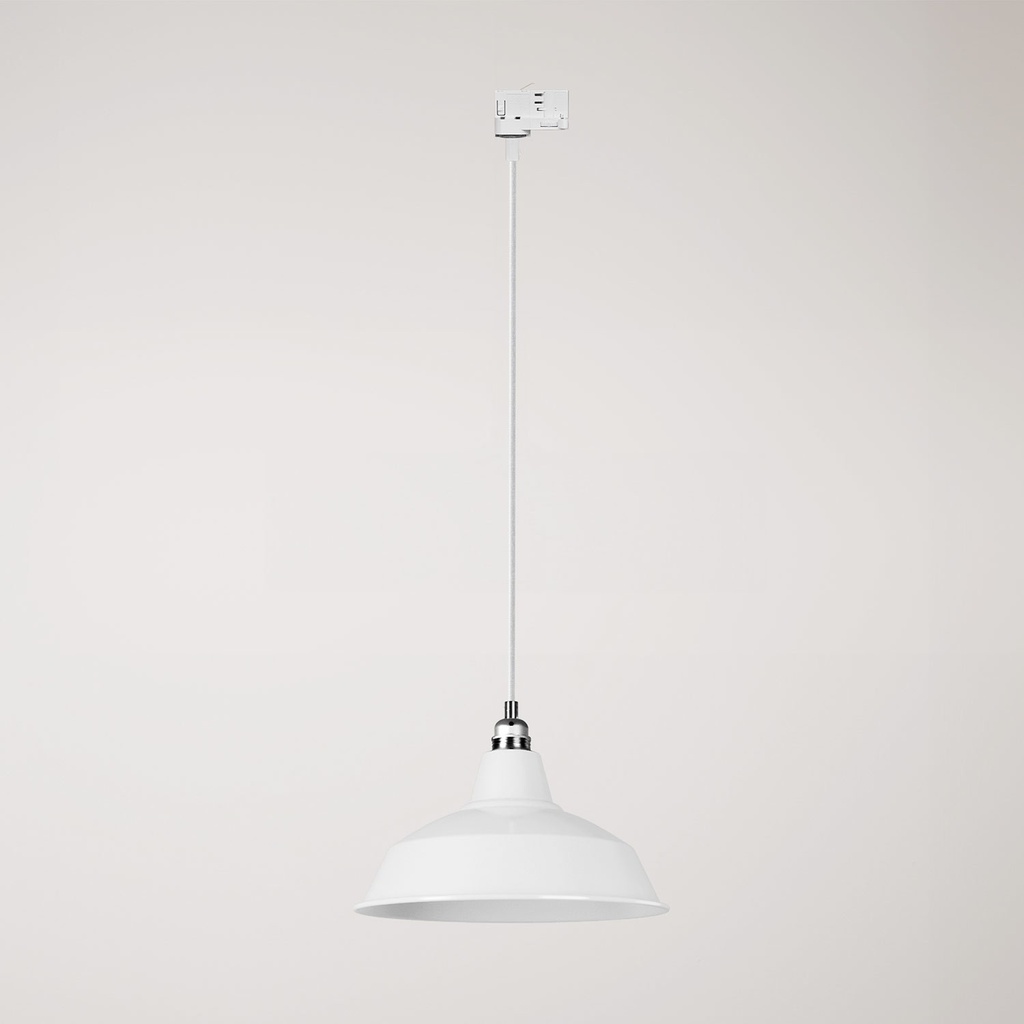 Pendelleuchte für Schienensysteme mit Bistrot-Schirm – Ohne Leuchtmittel, Weiß, Powergear
