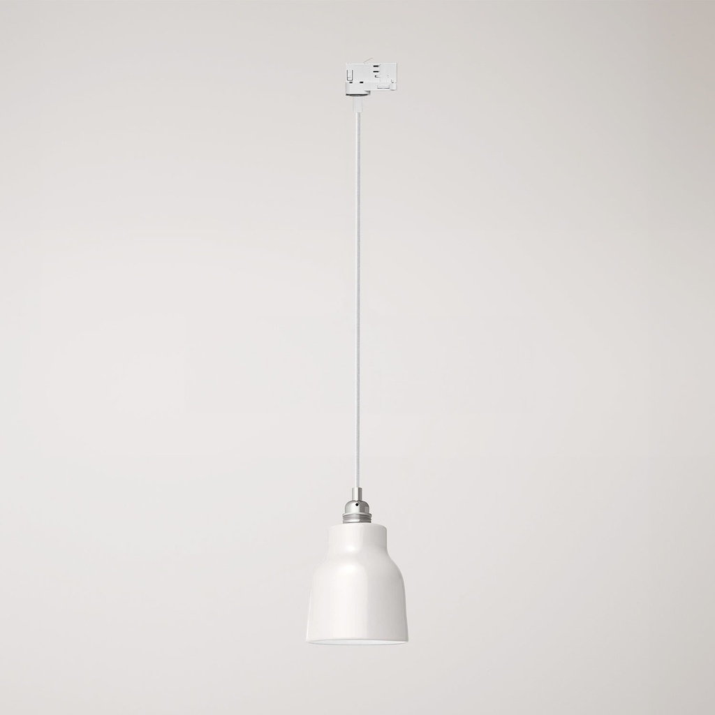 Hängeleuchte mit Vaso-Lampenschirm und Schienenadapter – Ohne Leuchtmittel, Weiß glänzend, Powergear
