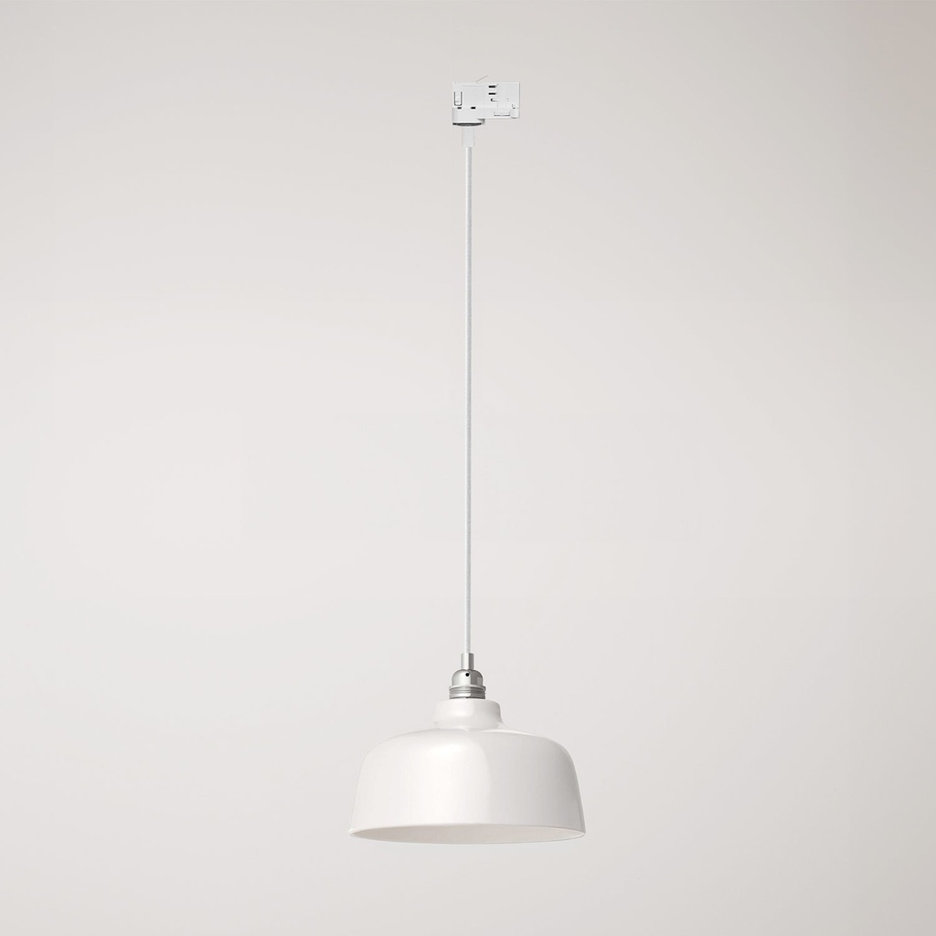 [PDMCRRC01EKBIAN-AD01] Suspension lamp with Coppa shade and track adapter (Without bulb, Glossy white, Powergear)