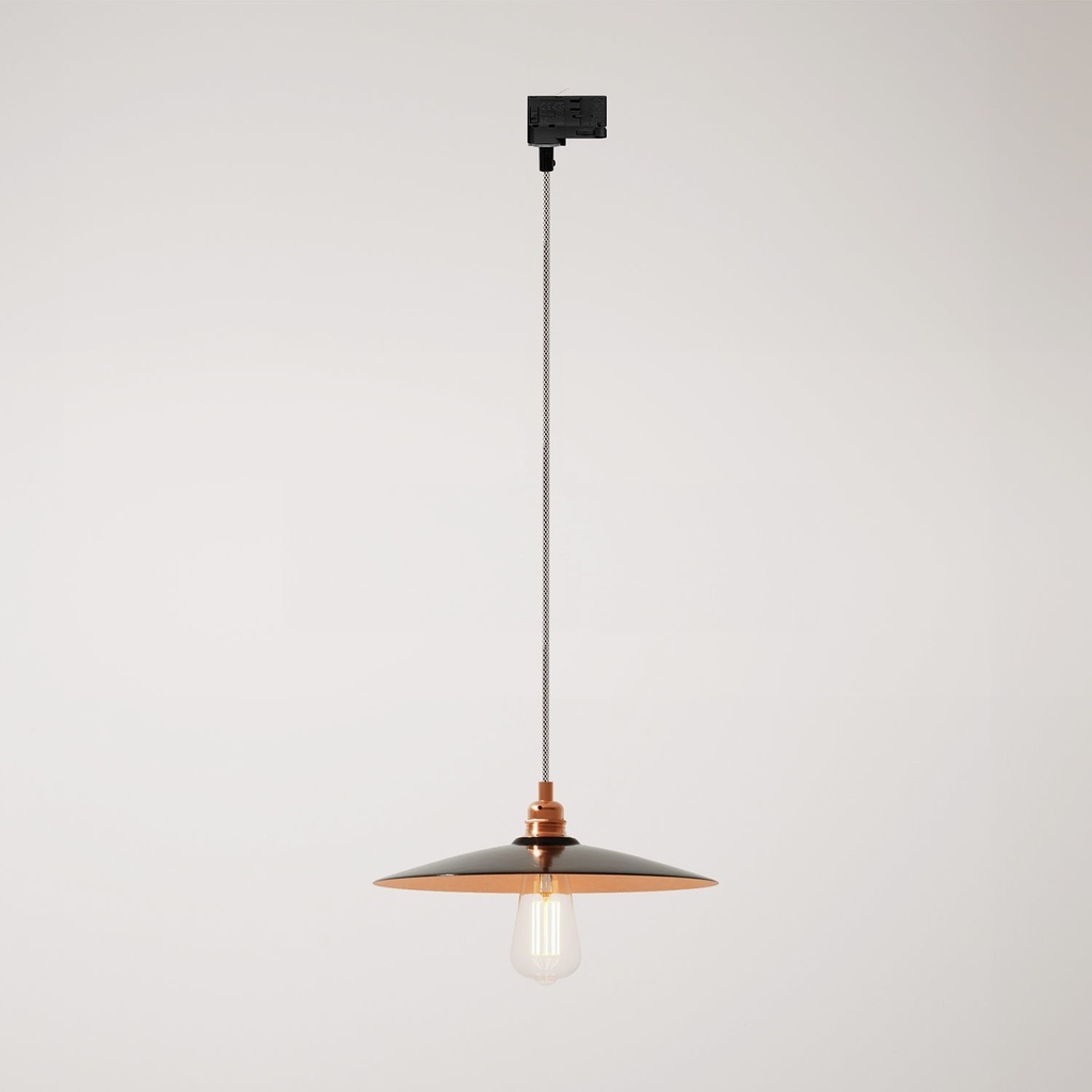 Track pendant lamp with ceramic Piatto lampshade – Without bulb, Black, Powergear