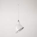 Track pendant lamp with Broadway lampshade – Without bulb, White, Powergear