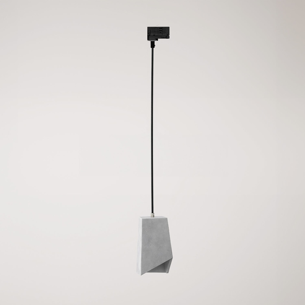 [PDMCRRM04KPAC01CGL-AD02] Sospensione per binari con paralume Prisma in cemento (Senza lampadina, Cemento chiaro, Powergear)