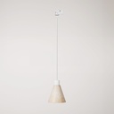 Lampada a sospensione per binari con paralume conico in legno – Senza lampadina, Bianco, Powergear