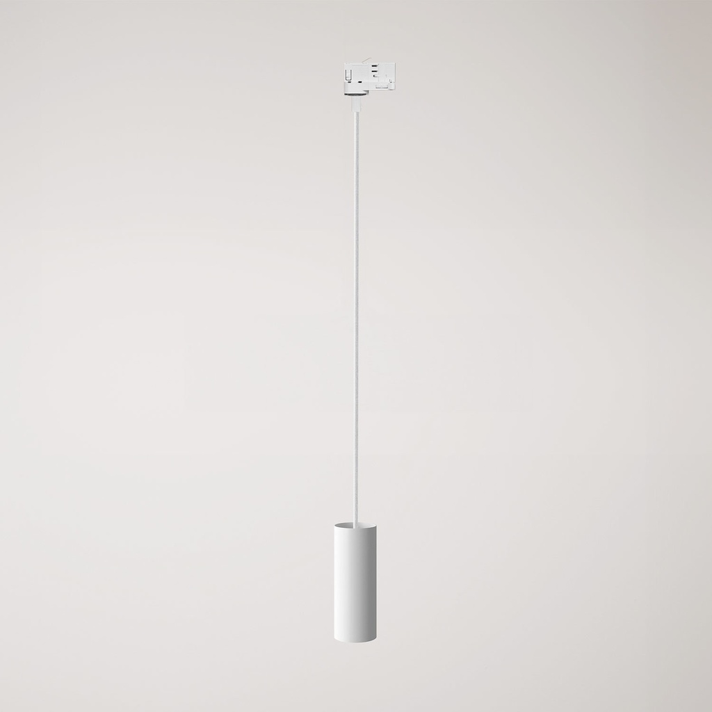 [PDMVBOSPOTRM01-AD01] Lampada a sospensione con paralume Tub-E14 per binari (Senza lampadina, Bianco, Powergear)