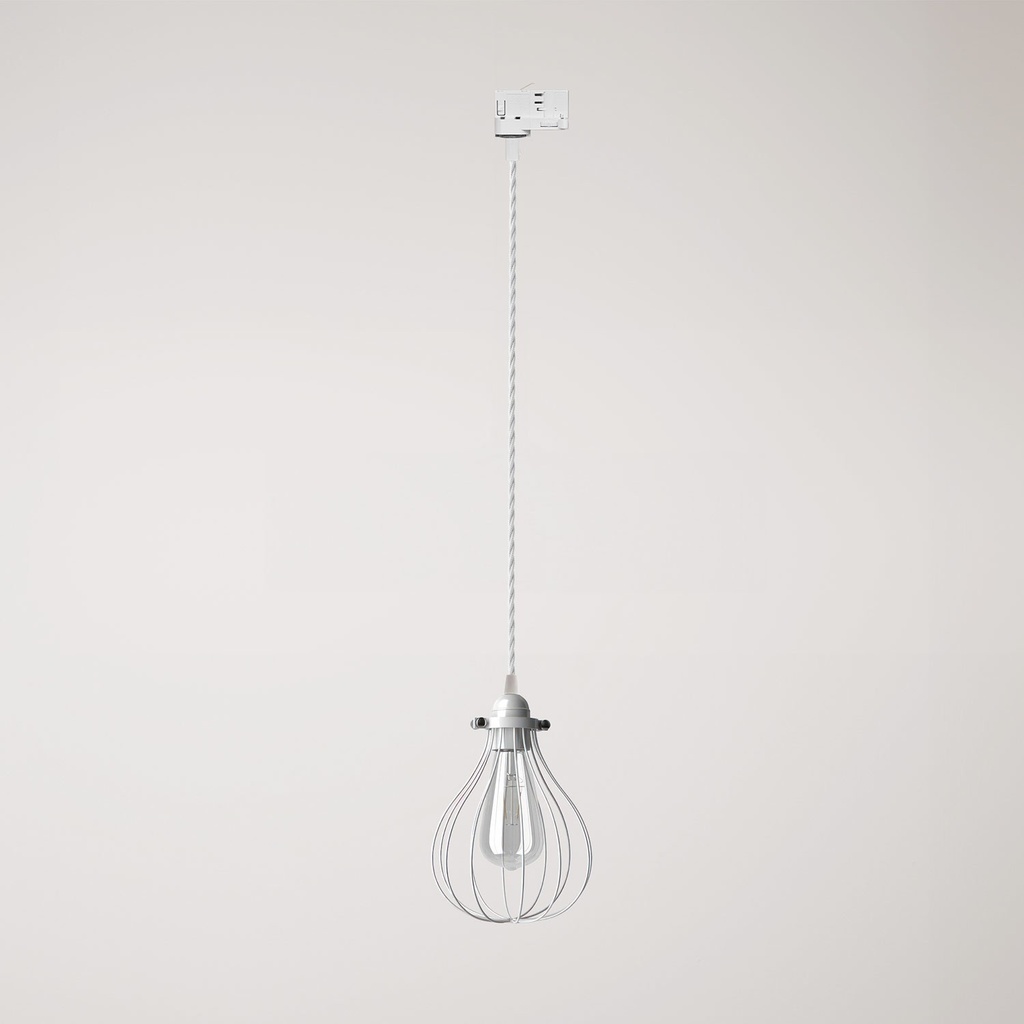 [PDMPNVB10TC01GVB-AD01] Suspension with Drop cage lampshade for tracks (Without bulb, White, Powergear)