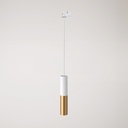 Lampada a sospensione per binari con doppio paralume Tub-E14 – Senza lampadina, Bianco opaco e bronzo spazzolato, Powergear