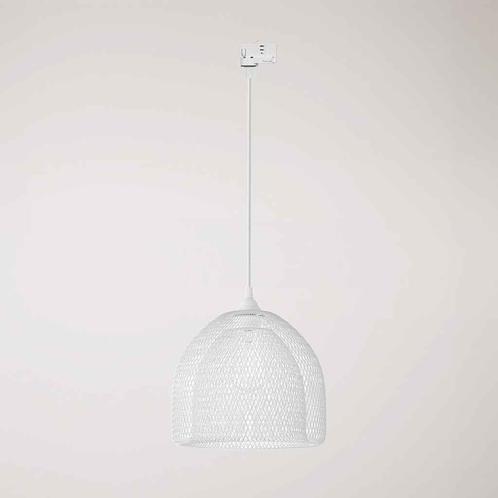 Suspension avec abat-jour cage Ghostbell XL pour rails – Sans ampoule, Blanc, Powergear
