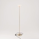 MAG-Y floor lamp with round base and transparent Ghost bulb – Brushed bronze