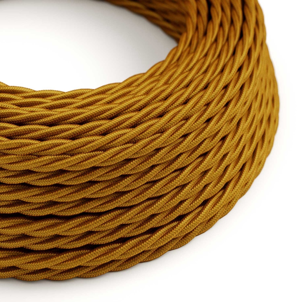 [XZ2TM05] Câble électrique textile TM tressé brillant 2x0.75mm / 3x0.75mm (or, 2x0,75 mm²)