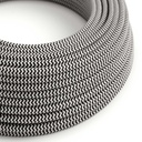 Textilkabel RZ rund 2x0.75mm / 3x0.75mm – Glänzend Kohlschwarz und Optisch Weiß ZigZag, 2x0,75 mm²