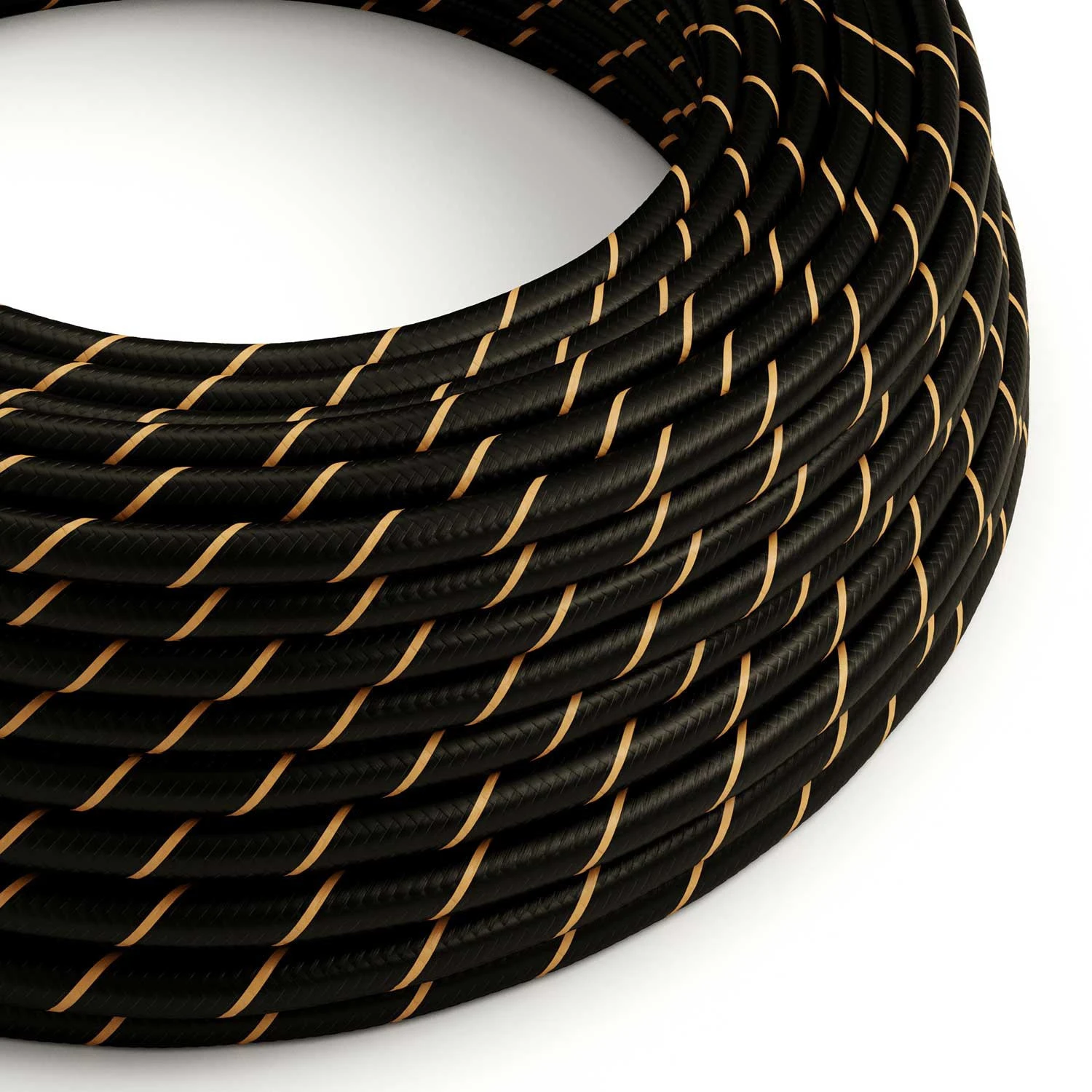 Câble électrique textile brillant rond Vertigo ERM 2x0.75mm / 3x0.75mm – Noir et Or Vertigo, 2x0,75 mm²
