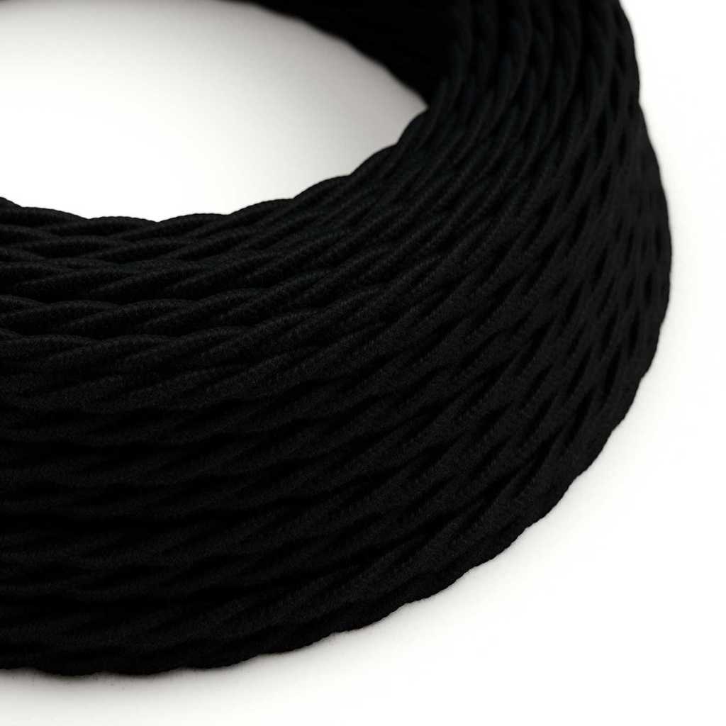 TC braided cotton textile electric cable 2x0.75mm / 3x0.75mm – Charcoal black, 2x0.75 mm²
