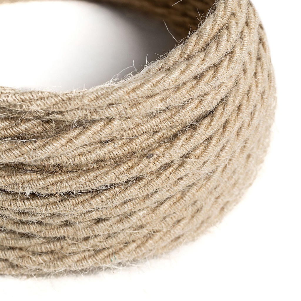 Braided natural fibre textile electric cable TN 2x0.75mm / 3x0.75mm – Natural jute, 2x0.75 mm²
