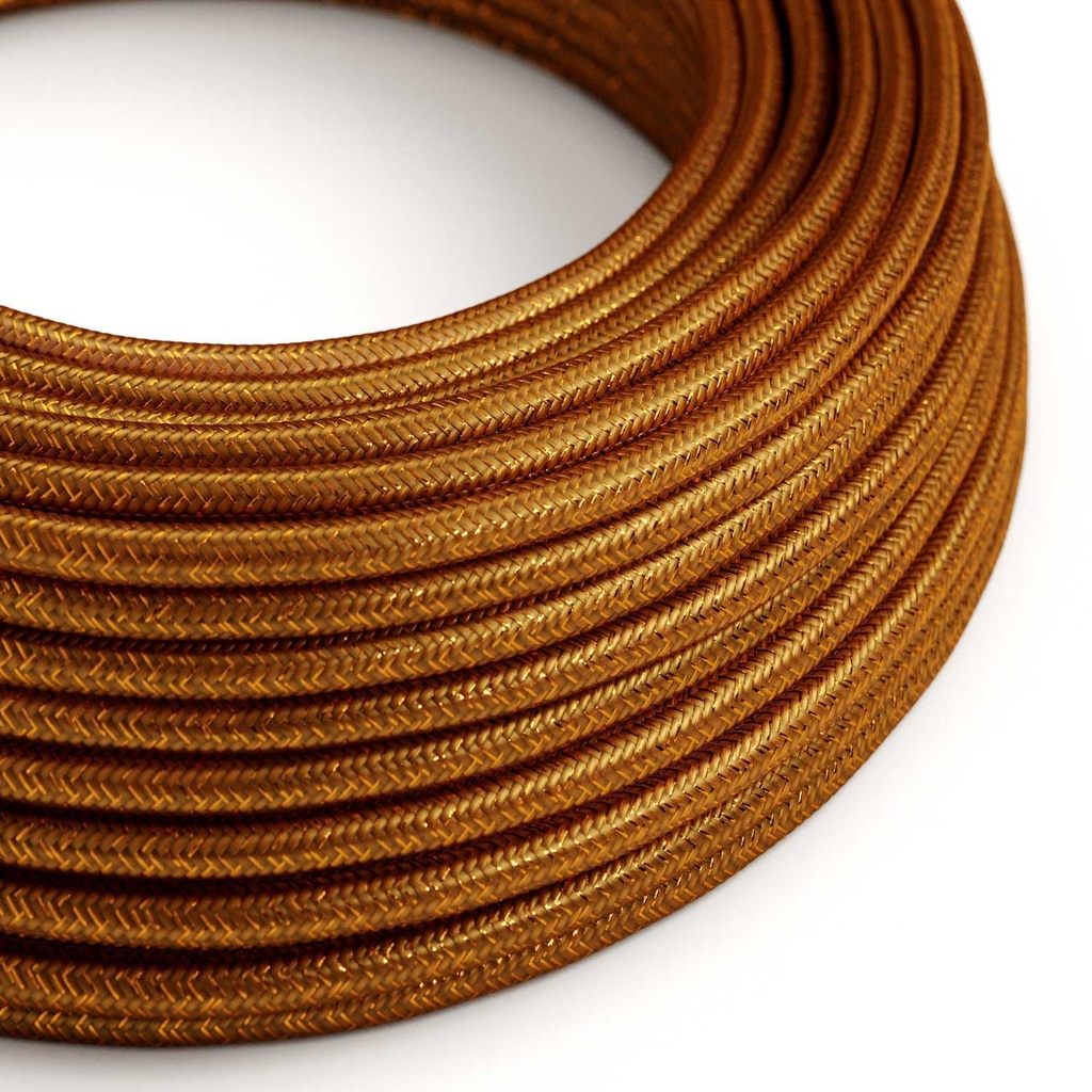 [XZ2RL22] Câble électrique textile RL rond brillant pailleté 2x0.75mm / 3x0.75mm (Cuivre pailleté, 2x0,75 mm²)