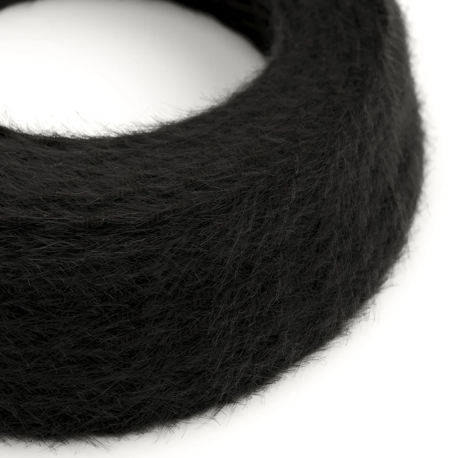[XZ2TP04] Braided fur-effect textile electric cable Marlene TP 2x0.75mm / 3x0.75mm (Charcoal black, 2x0.75 mm²)
