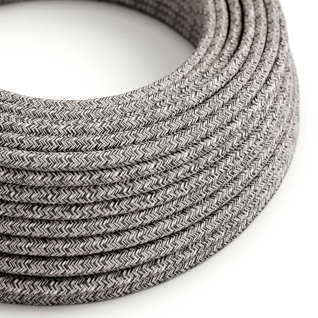 [XZ2RS81] Câble électrique textile RS rond Tweed pailleté 2x0.75mm / 3x0.75mm (Tweed Noir Onyx pailleté Zigzag, 2x0,75 mm²)