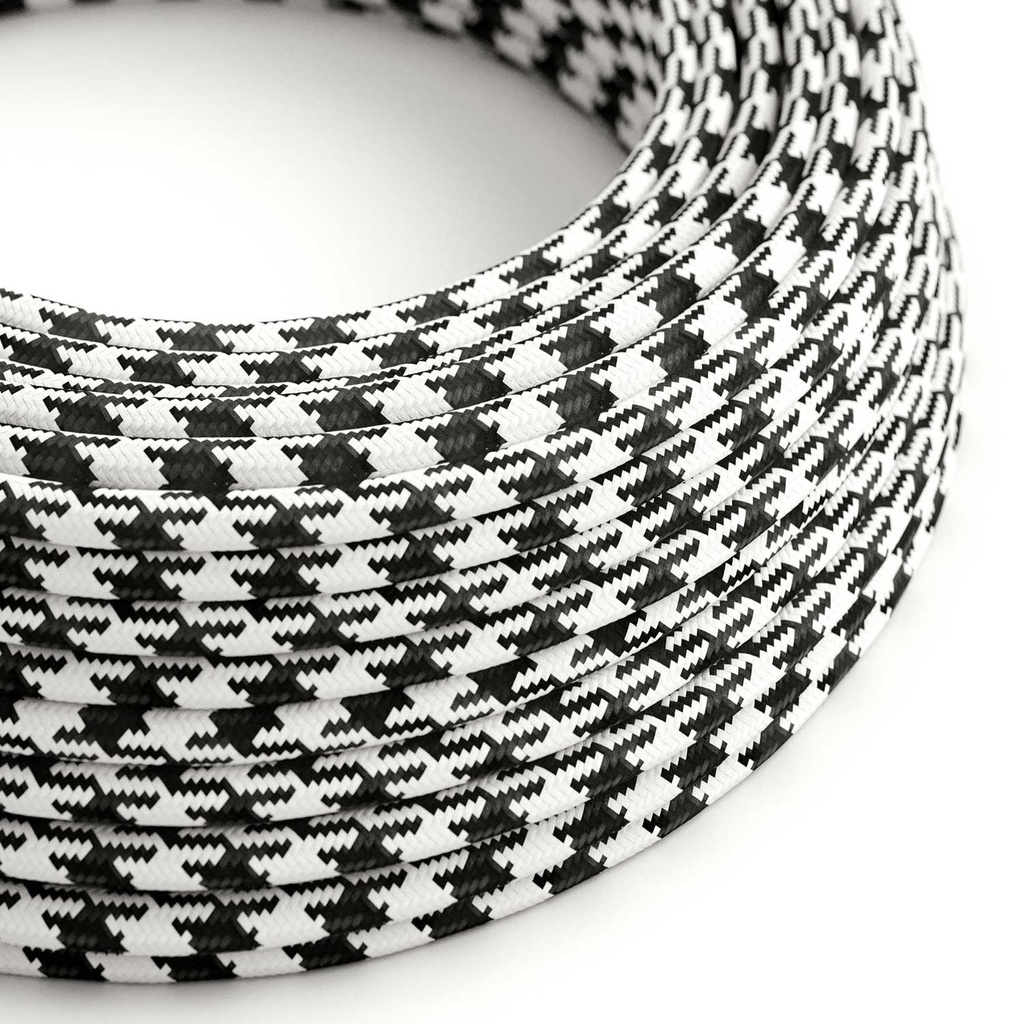 [XZ2RP04] Glossy round houndstooth textile electric cable RP 2x0.75mm / 3x0.75mm (2x0.75 mm²)