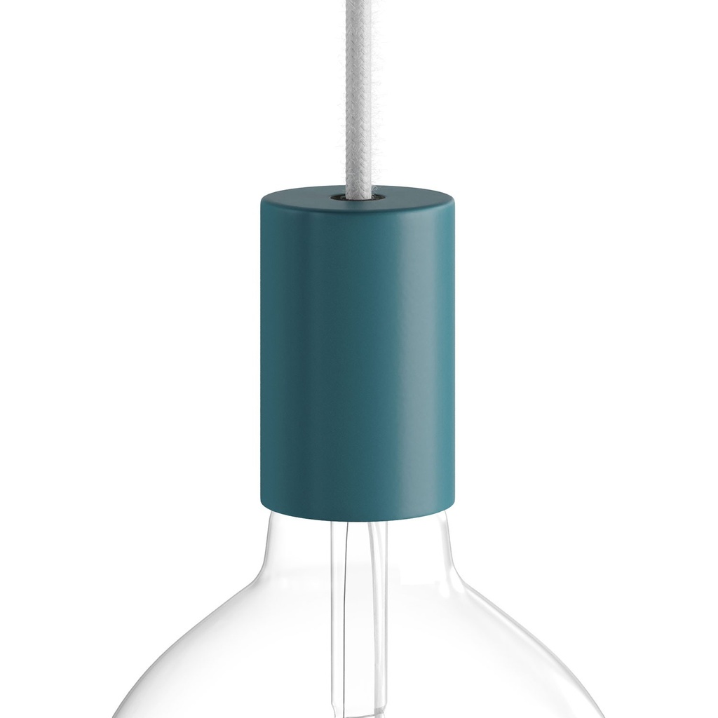 Pastel metal E27 lamp holder kit with concealed cable clamp – Petrol blue