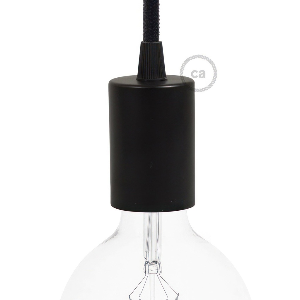 Cylindrical metal E27 lamp holder kit – Conical, Black