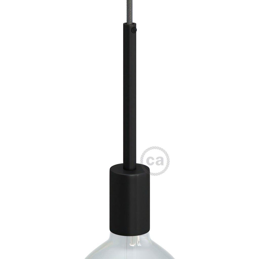 [KBM4011VNTERM5] Kit portalampada E27 cilindrico in metallo con serracavo da 15 cm (Nero)