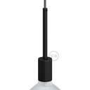 Cylindrical metal E27 lamp holder kit with 15 cm cable clamp – Black