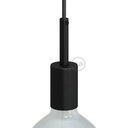 Cylindrical metal E27 lamp holder kit with 7 cm cable clamp – Black