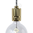 Knurled aluminium E27 lamp holder kit with double ferrule for lampshade – Brass