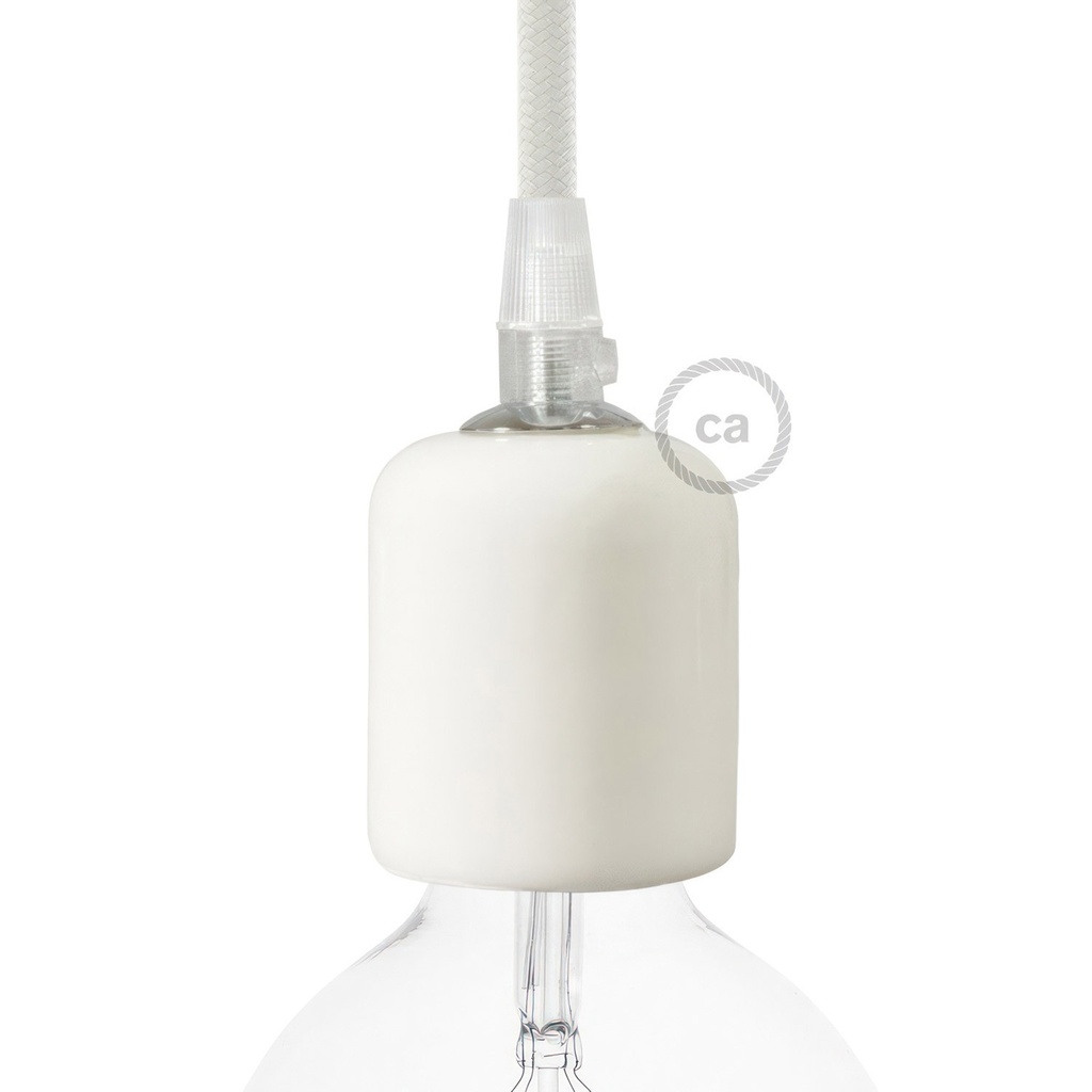 [83-CC001] Kit portalampada E27 in ceramica (Bianco)