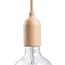 Kit douille E27 en bois avec serre-câble dissimulé – Neutre