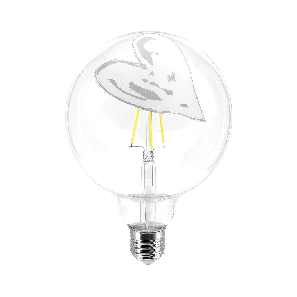 Ampoule LED Tattoo Pop Heart G125 4.5W 470lm E27 2700K dimmable – blanc