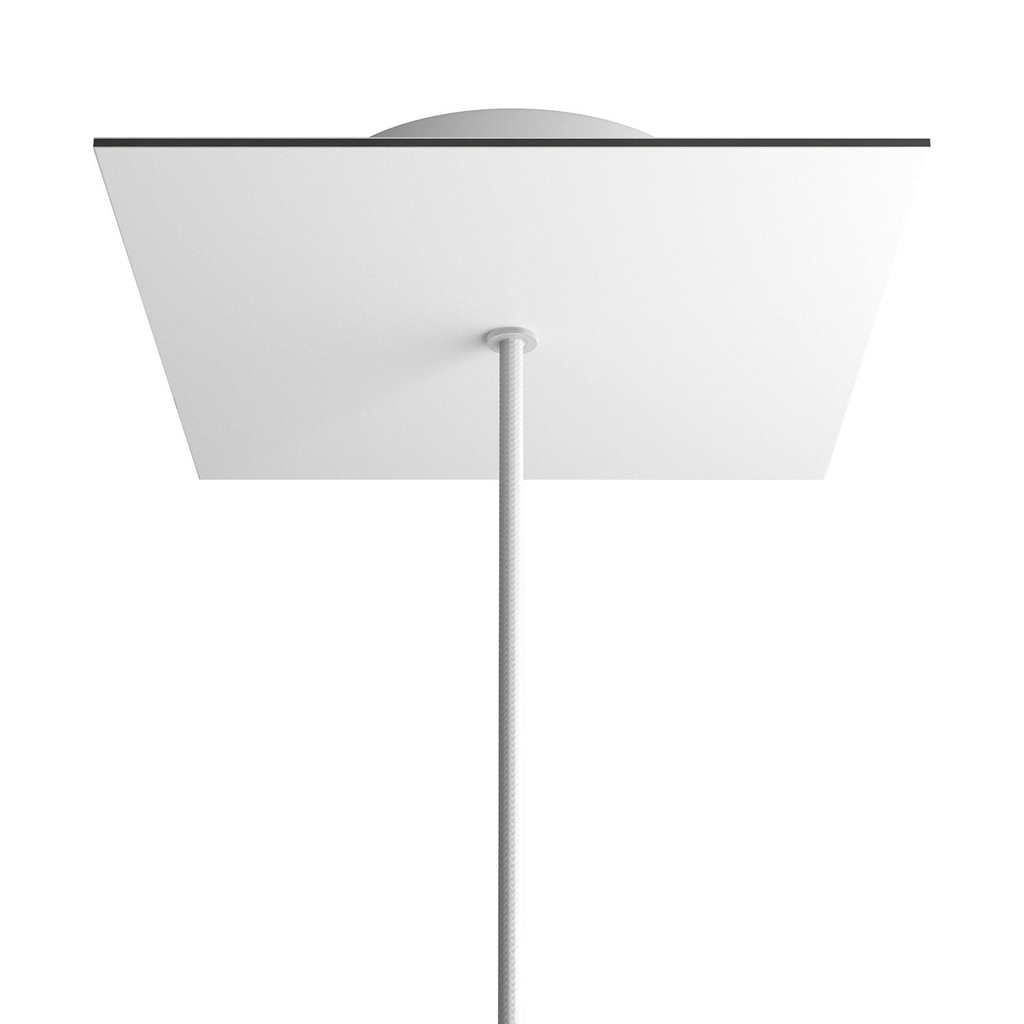 [KROQ201F102] Rosace Rose-One carrée, 200 mm avec 1 trou et 4 trous latéraux (Blanc, Blanc mat)